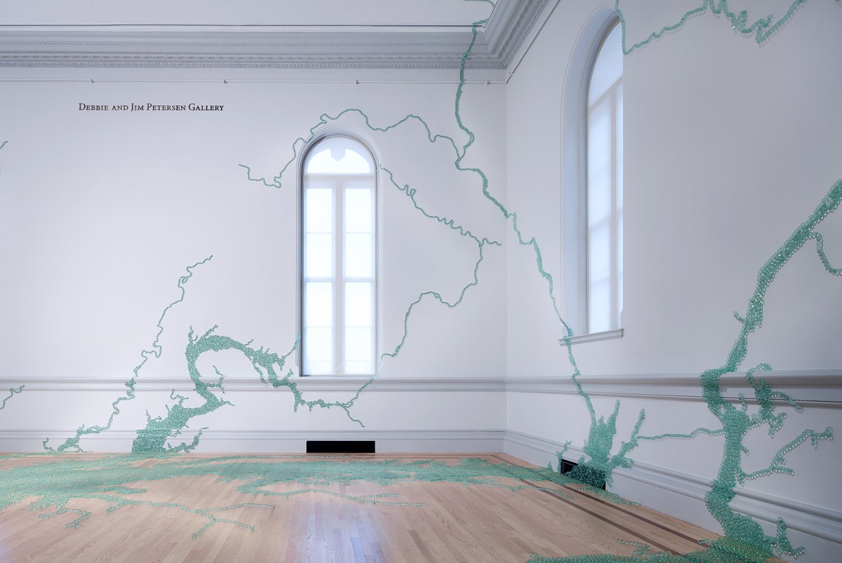 Maya Lin’s “Folding the Chesapeake” models the estuary with 54,000 glass marbles.