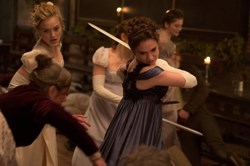 Bella Heathcote and Lily James in 'Pride and Prejudice and Zombies'