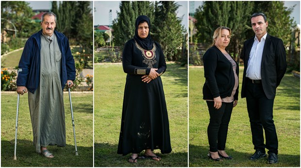 Some of the displaced persons who rely on a World Vision food distribution site in Erbil.