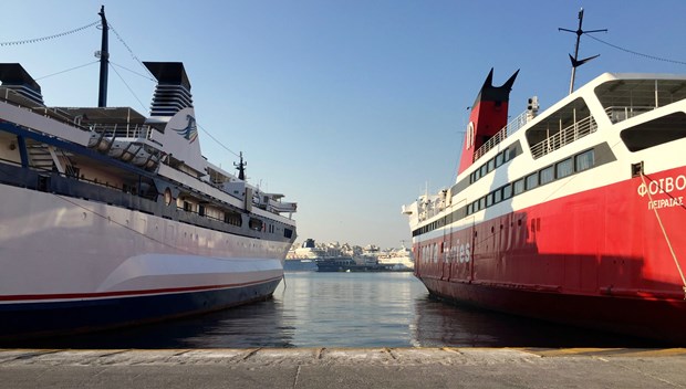 Ferries connect the Greek islands to Athen's port of Piraeus.
