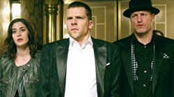 Lizzy Caplan, Jesse Eisenberg, and Woody Harrelson in 'Now You See Me 2'