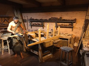 A depiction of a workshop aboard Noah's Ark at the Ark Encounter theme park.