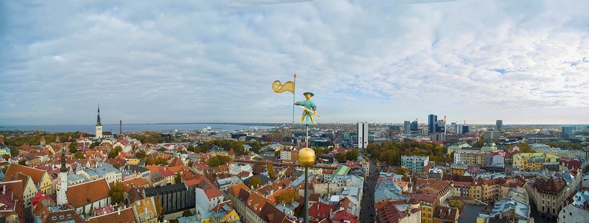 Old Thomas (Vana Toomas) stands guard on a weathervane atop the town hall in Tallinn, Estonia.