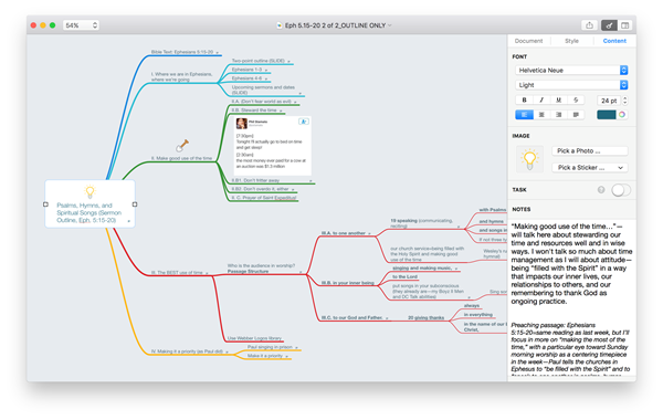 Un mapa mental creado en MindNode.