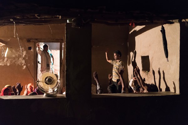 New believers gather for evening prayer at a tribal home in Rajasthan. New believers gather for evening prayer at a tribal home in Rajasthan.