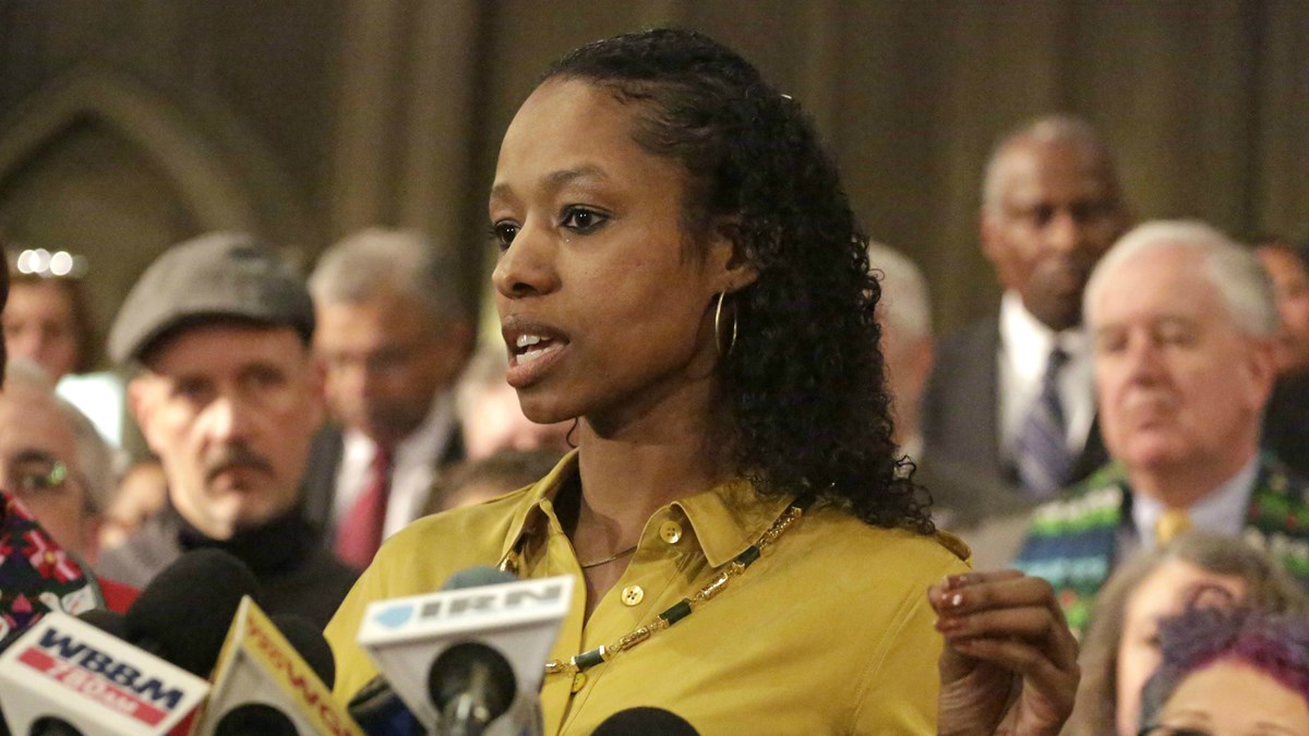 Larycia Hawkins addresses a Jan. 6 press conference.