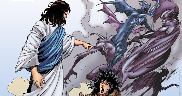 Jesus casts out a demon in Kingstone Comics' 'The Kingstone Bible'