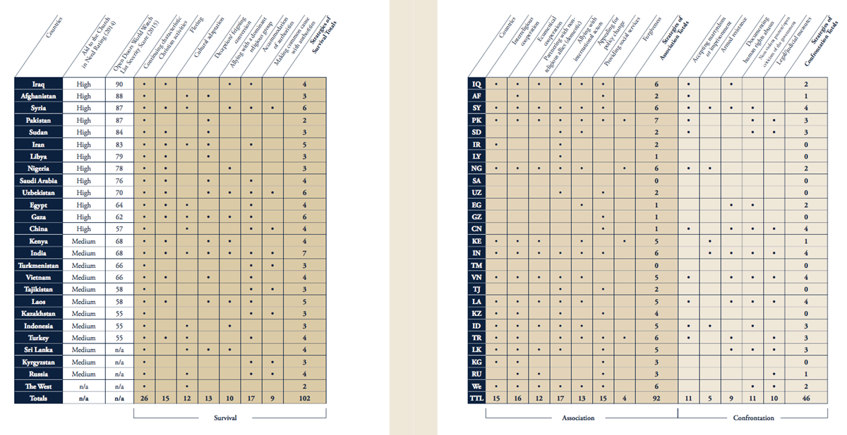 Persecution strategies employed per country