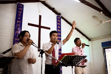 At Grace Brethren, they sing a combination of Khmer versions of English praise songs (including “Blessed Be the Name of the Lord”), contemporary Khmer worship music, and traditional Khmer hymns. 