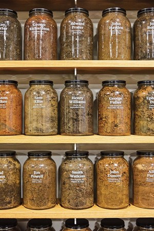 EJI's museum in Montgomery displays soil samples from Alabama lynching sites. EJI's museum in Montgomery displays soil samples from Alabama lynching sites.
