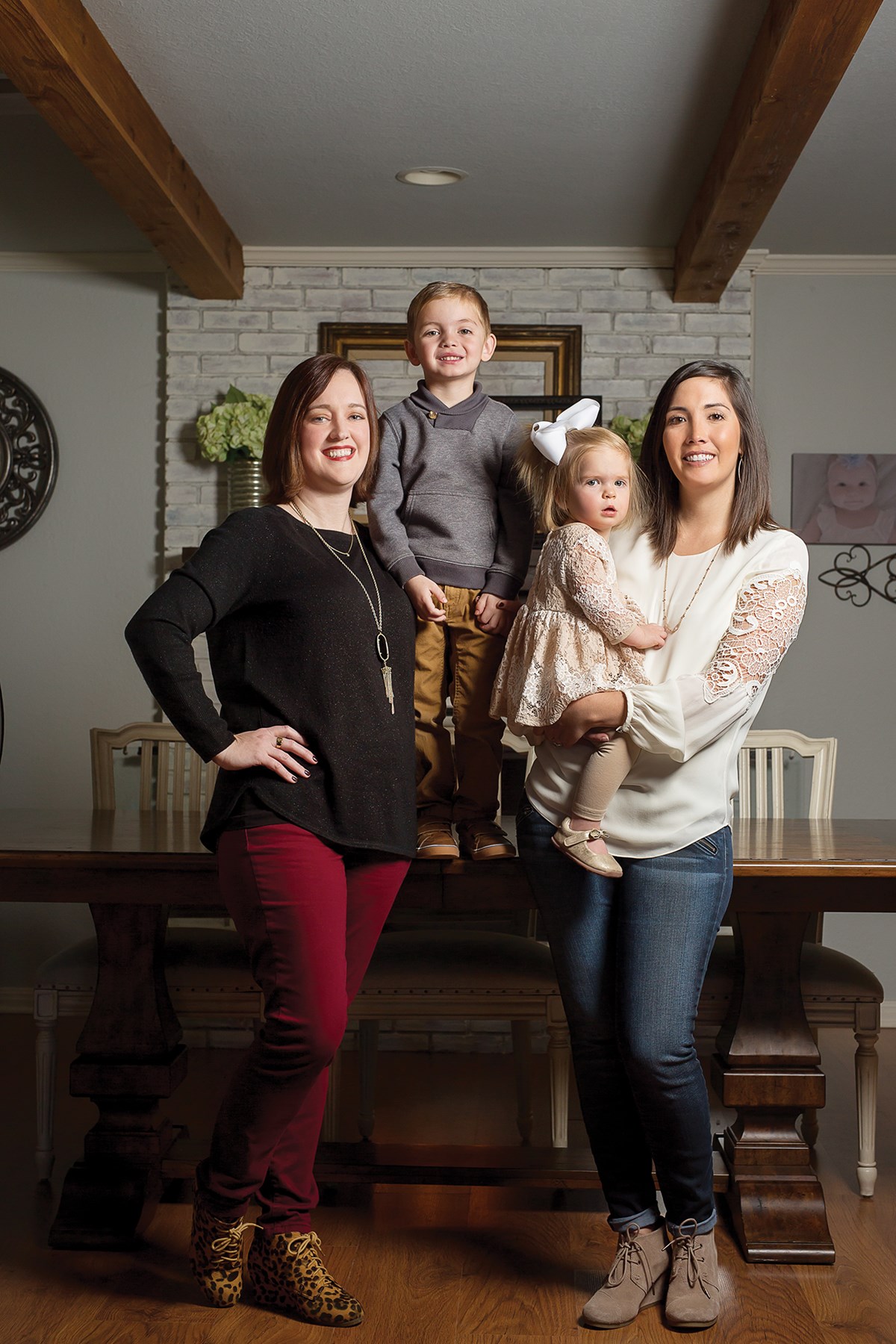 Jennifer Nelson (left) gave birth to the Millers’ son Ryan in 2013 and daughter Faith in 2016. Nelson has become “like one of our family friends,” Jenna said.