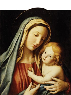 THE MADONNA AND CHILD oil on canvas Giovanni Battista Salvi Sassoferrato, Italy 17th Century