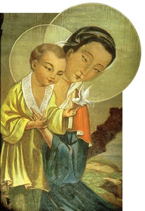 VIRGIN AND CHILD oil on canvas Unknown Artist  Korean School 20th century