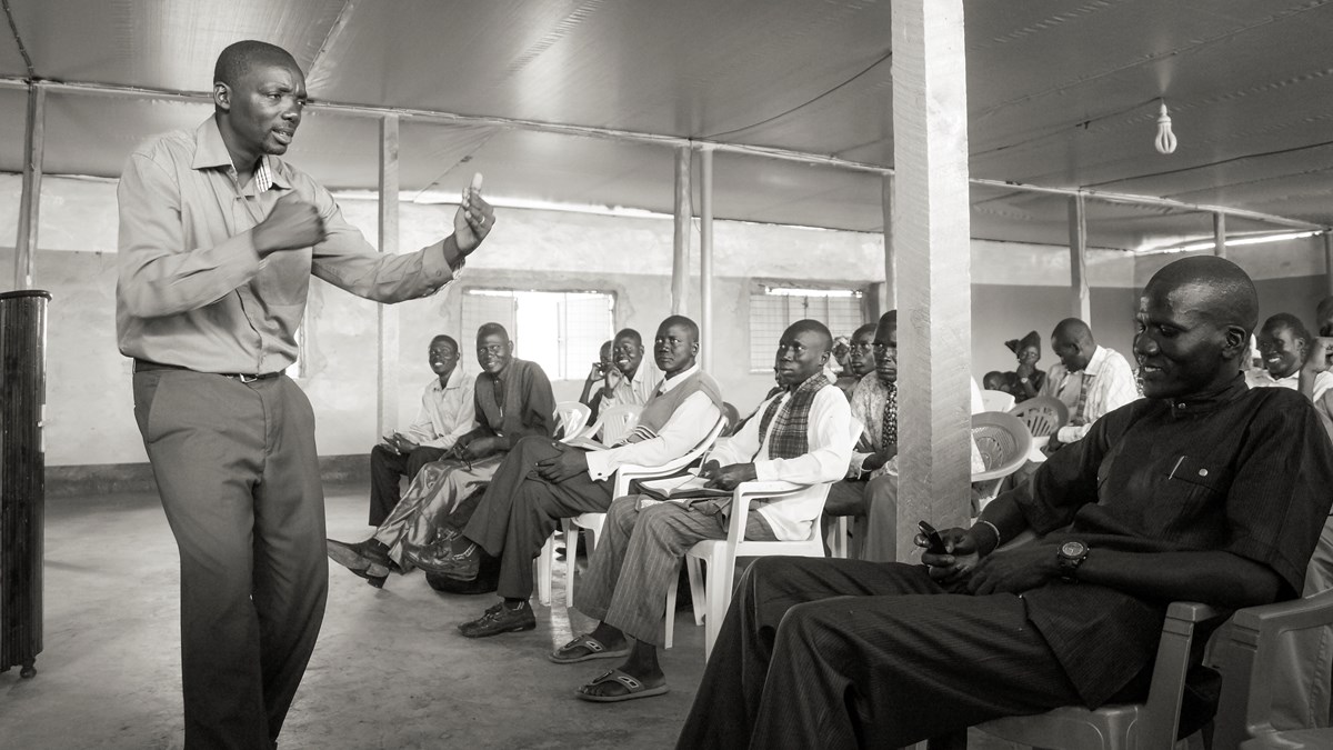 Gatera teaches pastors at a training conference in Kakuma.