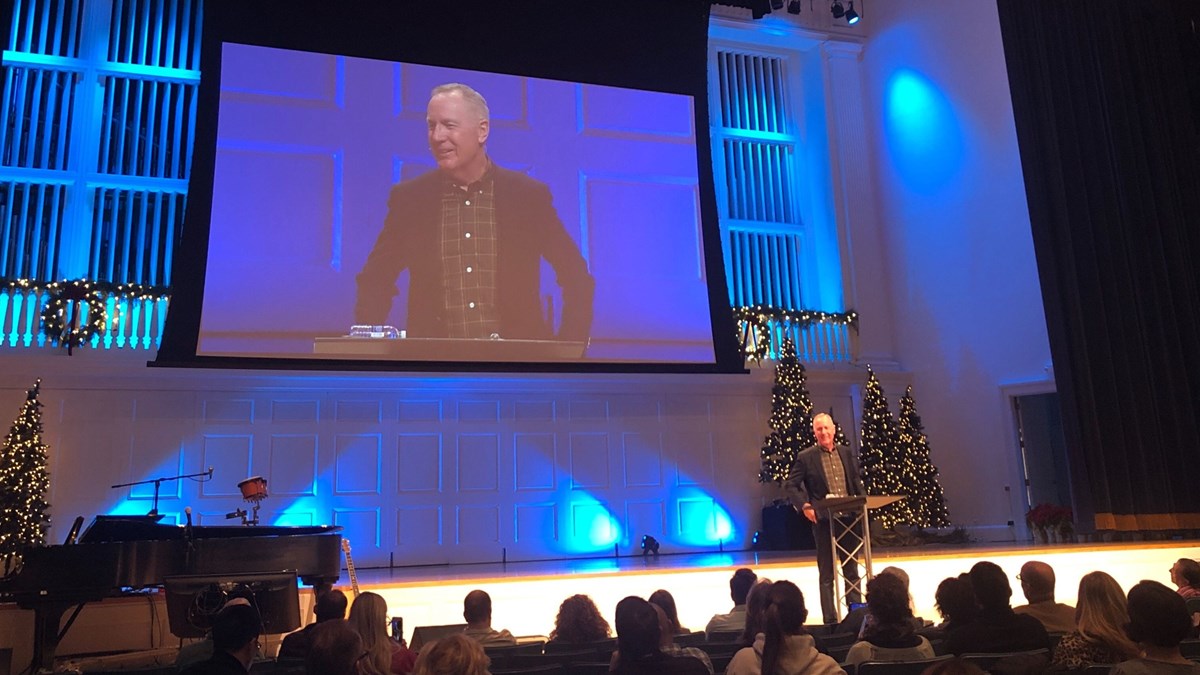 Max Lucado speaks at Wheaton College.