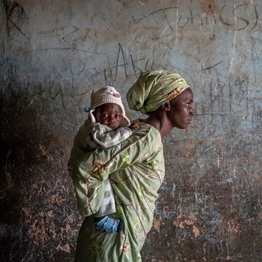 A displaced mother and child at the Stefanos transition camp in Jos.