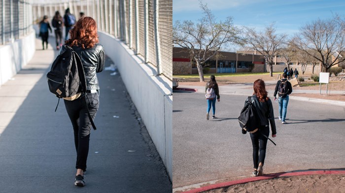 The morning commute for students crossing the US-Mexico border in El Paso can take an hour onfootorupto two hours by car. The morning commute for students crossing the US-Mexico border in El Paso can take an hour onfootorupto two hours by car.