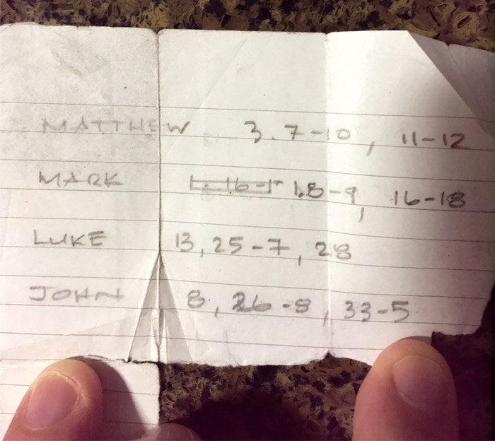 Obbink’s handwritten list of the manuscripts. Obbink’s handwritten list of the manuscripts.