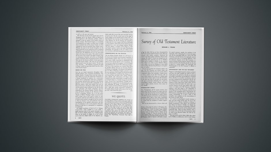 Survey of New Testament Literature 1962