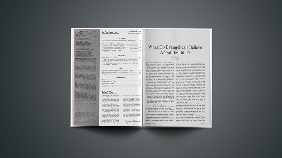 What Do Evangelicals Believe about the Bible?: First of Two Parts