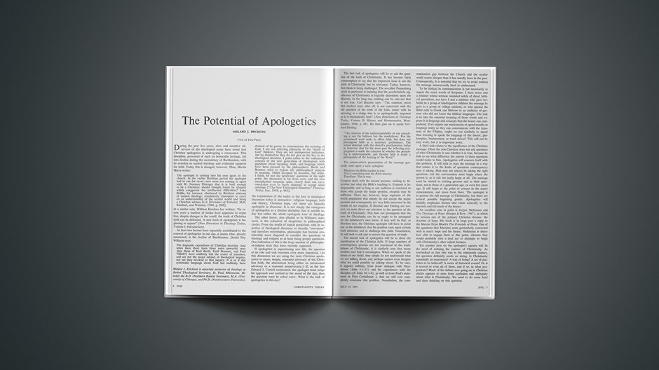 The Potential of Apologetics: First of Two Parts