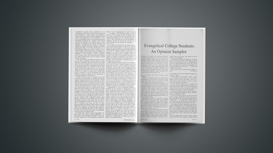 Evangelical College Students: An Opinion Sampler