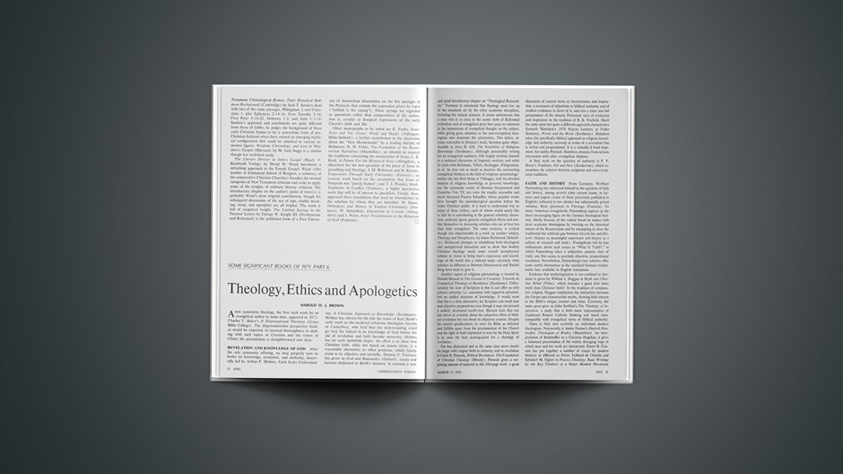 Some Significant Books of 1971: Part 6: Theology, Ethics and Apologetics